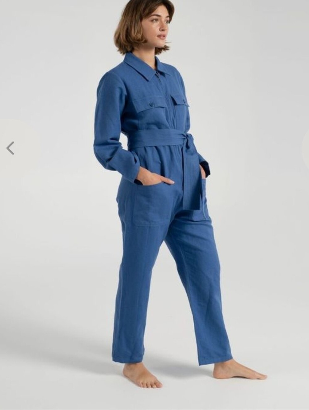 Apiece Apart Jumpsuit Sea Blue Size 0 Linen Cotton